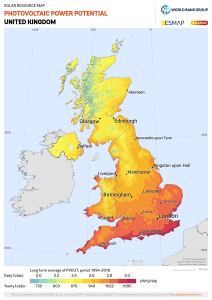 Photovoltaic Electricity Potential, United Kingdom